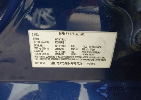 2023 Tesla Model Y Awd/Long Range Dual Motor All-Wheel Drive from USA, damaged, VIN 7SAYGAEE4PF757734